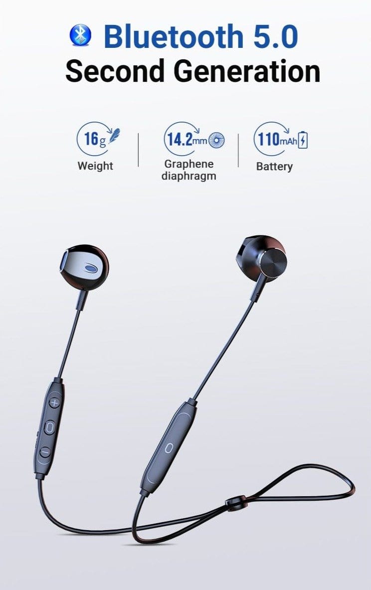 Wireless Bluetooth Sports Earphones with HD Microphone and Neckband